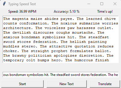 Typing Test Application